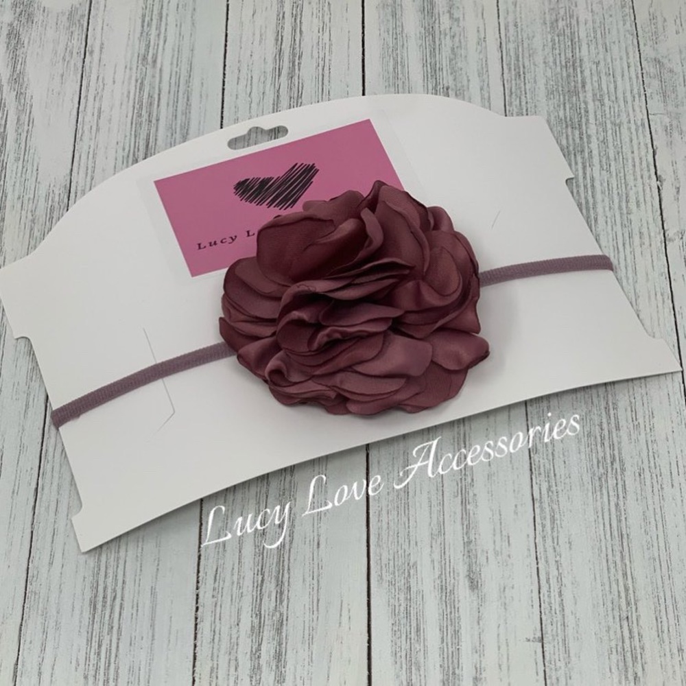 Handmade Mauve colored satin petal flower headband